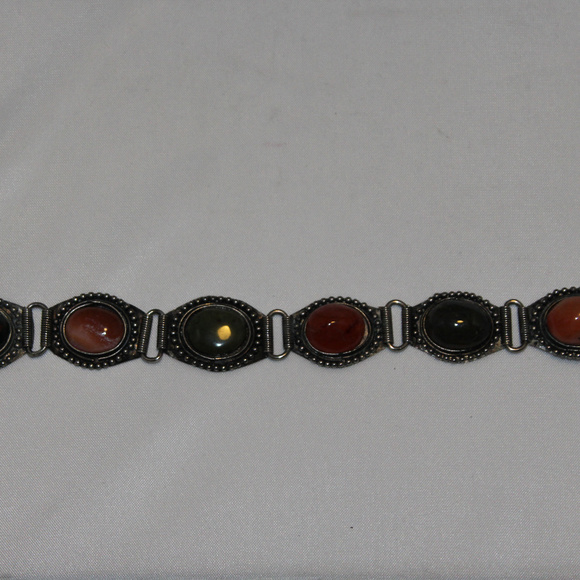 Vintage Silver tone Stone Bracelet Boho Inspired - Picture 5 of 8